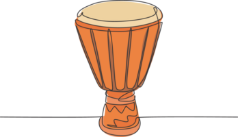 ett kontinuerlig linje teckning av traditionell afrikansk etnisk trumma, tom-tom. trendig percussion musik instrument begrepp enda linje grafisk dra design illustration png