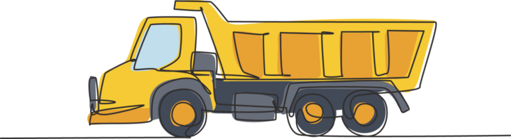 ett enda linje teckning av lång trailer lastbil illustration. behållare lastbil för frakt logistik, företag kommersiell fordon. tung maskiner fordon begrepp. modern kontinuerlig linje dra png