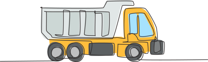 uno continuo línea dibujo de largo camión para carga logístico entrega, negocio vehículo. pesado transporte camiones equipo concepto. dinámica soltero línea dibujar diseño gráfico ilustración png