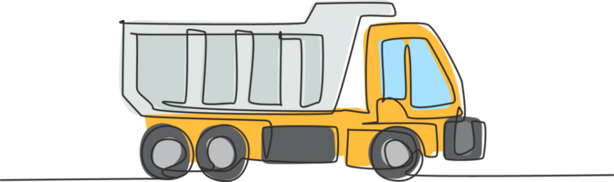 un continu ligne dessin de longue un camion pour cargaison la logistique livraison, affaires véhicule. lourd transport camions équipement concept. dynamique Célibataire ligne dessiner conception graphique illustration png