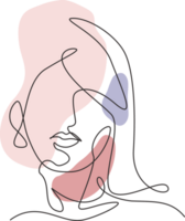 ett enda linje teckning kvinna skönhet abstrakt ansikte, frisyr, mode illustration. Söt sexig minimalistisk feminin stil begrepp för t-shirt skriva ut. modern kontinuerlig linje dra grafisk design png