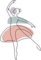 ett kontinuerlig linje teckning kvinna skönhet balett dansare i elegans rörelse. minimalistisk sexig flicka ballerina utför dansa begrepp. vägg dekor skriva ut. enda linje dra design grafisk illustration png