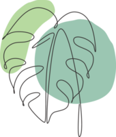 ett kontinuerlig linje teckning abstrakt tropisk monstera blad. minimal naturlig botanik eco begrepp. Hem vägg dekor, affisch, toto väska, tyg skriva ut. enda linje dra design grafisk illustration png