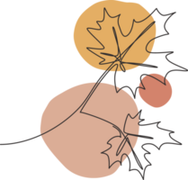 enda kontinuerlig linje teckning vår lönn blad. botanik stil begrepp för affischer, vägg konst, toto väska, mobil fall, t-shir, klistermärke skriva ut. trendig ett linje dra design grafisk illustration png