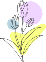 un Célibataire ligne dessin beauté tulipe fleur illustration. minimal tropical floral style, l'amour romantique concept pour affiche, mur décor imprimer. moderne continu ligne graphique dessiner conception png