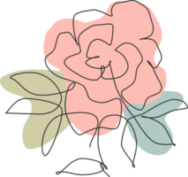 uno singolo linea disegno bellezza rosa fiore illustrazione. minimo tropicale floreale stile, amore romantico concetto per manifesto, parete arredamento Stampa. moderno continuo linea grafico disegnare design png