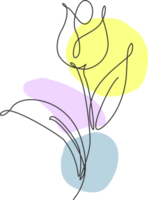 einer Single Linie Zeichnung Schönheit frisch Tulpe Blume Illustration. minimal tropisch Blumen- Stil, Liebe romantisch Konzept zum Poster, Mauer Dekor drucken. modern kontinuierlich Linie Grafik zeichnen Design png