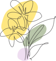 een single lijn tekening schoonheid jasmijn bloem illustratie. minimaal tropisch bloemen stijl, liefde romantisch concept voor poster, muur decor afdrukken. modern doorlopend lijn grafisch trek ontwerp png