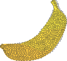 Single continuous line drawing whole healthy organic banana for orchard logo identity. Fresh tropical fruitage concept for fruit garden icon. Swirl curl style. One line draw design illustration png