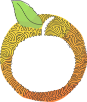 soltero continuo línea dibujo todo sano orgánico naranja para huerta logo identidad. Fresco tropical frutaje concepto. remolino rizo circulo estilo. uno línea dibujar diseño ilustración png