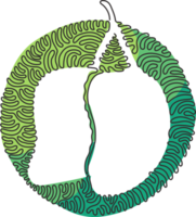 kontinuierlich einer Linie Zeichnung gesund organisch Mangos zum Obstgarten Logo Identität. frisch tropisch Frucht Konzept zum Obst Garten Symbol. Strudel locken Kreis Stil. Single Linie zeichnen Design png