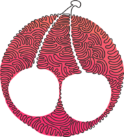 Single one line drawing whole healthy organic cherries for orchard logo identity. Fresh fruitage concept for fruit garden icon. Swirl curl circle style. Continuous line draw design png