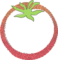 Célibataire un ligne dessin entier en bonne santé biologique tomate pour agriculture logo identité. Frais tropical légume pour végétalien jardin icône. tourbillon boucle cercle style. continu ligne dessiner conception png