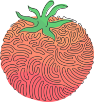 continuo uno línea dibujo todo sano orgánico tomate para agricultura logo identidad. Fresco tropical vegetal para vegie jardín icono. remolino rizo estilo. soltero línea dibujar diseño ilustración png