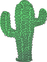 kontinuerlig ett linje teckning exotisk tropisk taggig kaktus växt. tryckbar dekorativ krukväxt begrepp Hem dekor tapet prydnad. virvla runt ringla stil. enda linje dra design illustration png