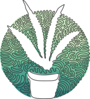 Célibataire un ligne dessin mis en pot serpent plante pour Accueil décor logo identité. Frais à feuilles persistantes vivace plante concept pour plante icône. tourbillon boucle cercle style. continu ligne dessiner conception png