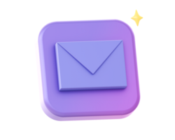 3d render of purple mail or message side icon for UI UX web mobile apps social media ads design png