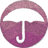 Single continuous line drawing umbrella icon. Summer or fall fashion accessory. Autumn weather forecast logo. Rain protection. Swirl curl circle style. One line draw graphic design png