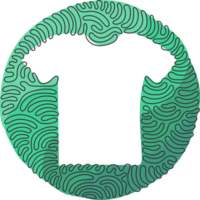 Single one line drawing t-shirt clothes icon or sign in thin line. Geometric shapes. Outline figures for website or mobile app. Swirl curl circle style. Continuous line draw design png