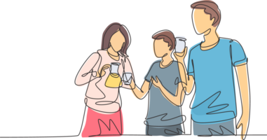 Single one line drawing teenagers celebrate togetherness and friendship by drinking hot tea. Relaxing and refresh moment in life. Modern continuous line draw design graphic illustration png