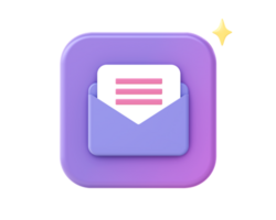 3d render of purple mail inbox icon for UI UX web mobile apps social media ads design png