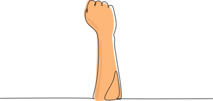 Single kontinuierlich Linie Zeichnung Faust oder Widerstand Hand Symbol. Null Hand zählen. lernen zu Anzahl Zahlen. Konzept von Bildung. nonverbal Zeichen. dynamisch einer Linie zeichnen Grafik Design Illustration png