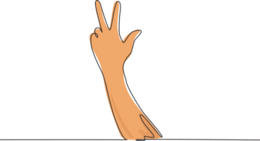 Single continuous line drawing counting hand sign. Number three hand count. Learn to count numbers. Concept of education. Nonverbal signs or symbols. One line draw graphic design illustration png