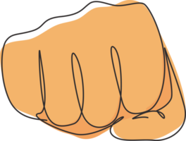 Continuous one line drawing punch fist hand gesture. Sign or symbol of power, hitting, attack, force. Communication with hand gestures. Nonverbal signs. Single line design graphic illustration png