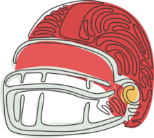 soltero continuo línea dibujo americano fútbol americano cascos diseño elemento para logo, etiqueta, emblema, firmar, póster, t camisa. remolino rizo estilo. dinámica uno línea dibujar gráfico diseño ilustración png