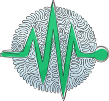 Continuous one line drawing Heartbeat icon. Heart beat monitor pulse. Heartbeat lone, cardiogram. Healthcare, medical app. Swirl curl circle style. Single line draw design graphic png