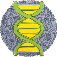 single een lijn tekening dna pictogrammen. leven gen model- bio code genetica molecuul medisch symbolen. structuur molecuul, chromosoom. kolken krullen cirkel stijl. doorlopend lijn trek ontwerp grafisch png