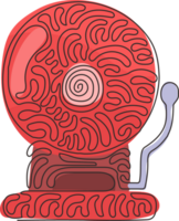 continu un ligne dessin rouge Feu alarme système signal appareil. la prévention, urgence, avertissement cloche. sapeur pompier équipement et outil. tourbillon boucle style. Célibataire ligne conception graphique illustration png