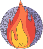 continu un ligne dessin feu, flamme. rouge flamme dans abstrait style. plat Feu. moderne art isolé graphique. Feu signe. tourbillon boucle cercle Contexte style. Célibataire ligne dessiner conception graphique png