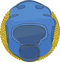 single doorlopend lijn tekening boksen helm vlak symbool voorkant visie. bescherming wit Sportschool hoed. uniform Mens masker sport icoon. kolken krullen cirkel stijl. een lijn trek grafisch ontwerp png