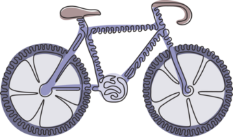 Continuous one line drawing Bicycle. Bike icon. Cycling concept. Sign for bicycles path isolated. Trendy flat style for graphic, logo. Swirl curl style. Single line design graphic illustration png