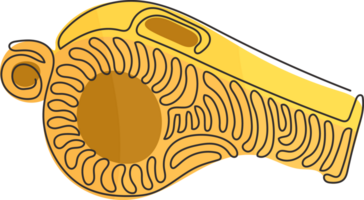 singolo continuo linea disegno fischio arbitro. allenatore Palestra fischio. gli sport cartello giocare gioco, allenatore o allenatore attrezzatura. turbine arricciare stile concetto. dinamico uno linea disegnare grafico design illustrazione png