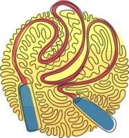 enda kontinuerlig linje teckning hoppa rep eller hoppa rep. sporter, kondition, konditionsträning, krigisk konst och boxning Tillbehör. virvla runt ringla cirkel stil. dynamisk ett linje dra grafisk design png
