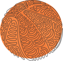 Célibataire un ligne dessin basketball Balle icône symbole. Orange balle, des sports concept. équipe Jeu tournoi et concours. tourbillon boucle style. moderne continu ligne dessiner conception graphique illustration png