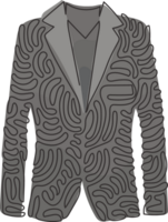 Célibataire continu ligne dessin Hommes formel costume. Pour des hommes veste. mariage Pour des hommes costume, smoking. vêtements dans affaires style. tourbillon boucle style. dynamique un ligne dessiner graphique conception illustration png