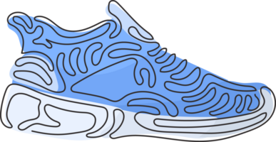 single een lijn tekening geschiktheid sportschoenen schoenen voor opleiding, rennen schoen. sport rennen schoen voor opleiding en geschiktheid. kolken krullen stijl. modern doorlopend lijn trek ontwerp grafisch illustratie png