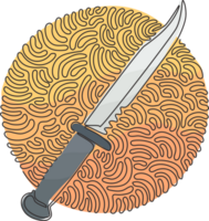 continu un ligne dessin Marin combat des couteaux. militaire combat couteau, couteau de Marin corps, et nous marine. tourbillon boucle cercle style. Célibataire ligne dessiner conception graphique illustration png