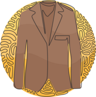 Célibataire continu ligne dessin Hommes formel costume. Pour des hommes veste. mariage Pour des hommes costume, smoking. vêtements dans affaires style. tourbillon boucle cercle style. dynamique un ligne dessiner graphique conception png