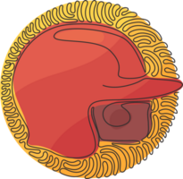 Célibataire un ligne dessin base-ball casque. casque pour divers équipe des sports comme base-ball, balle molle et t-ball. tourbillon boucle cercle style. continu ligne dessiner conception graphique illustration png