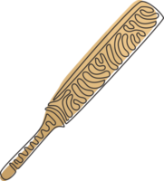 kontinuierlich einer Linie Zeichnung traditionell Holz Kricket Fledermäuse. hölzern Schläger, Spiel von Kricket, Sport Ausrüstung zum Kricket. draussen Sport. Strudel locken Stil. Single Linie Design Grafik Illustration png