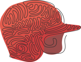 doorlopend een lijn tekening basketbal helm. helm voor divers team sport- Leuk vinden basketbal, softbal en t-bal. buitenshuis sport. kolken krullen stijl. single lijn trek ontwerp grafisch illustratie png