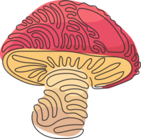 continuo uno linea disegno selvaggio porcini porcini funghi. biologico vegetariano Prodotto. grande per menù, etichetta, Prodotto, ricetta logo. turbine arricciare stile. singolo linea disegnare design grafico illustrazione png