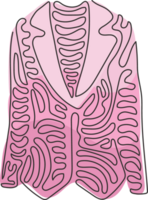 singolo uno linea disegno donne blazer o giacca. di base Abiti nel attività commerciale stile. cappotto. attività commerciale abbigliamento. donna indossare. turbine arricciare stile. continuo linea disegnare design grafico illustrazione png