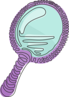 Continuous one line drawing Mirror with handle for make-up. Hand mirror. Blank handheld makeup mirrors. Female beauty accessories. Swirl curl style. Single line draw design graphic illustration png