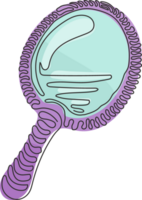 continu un ligne dessin miroir avec manipuler pour se maquiller. main miroir. Vide ordinateur de poche maquillage miroirs. femelle beauté accessoires. tourbillon boucle style. Célibataire ligne dessiner conception graphique illustration png