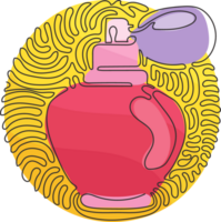 continu un ligne dessin parfum flacons et bouteilles. produits de beauté Icônes. parfum plat conception cosmétique et spa illustration. tourbillon boucle cercle Contexte style. Célibataire ligne dessiner conception graphique png